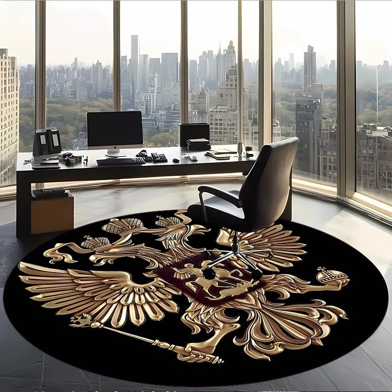 Russian Double Headed Eagle (1) Round Office Rug Decorative Floor Rug for Office Bedroom Living Room and Home Space