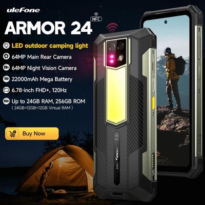 Ulefone Armor 24 Rugged Phone 22000mAh 24GB+ 256GB 6.78"120Hz Smartphone 64MP+64MP NFC Phone Global Version