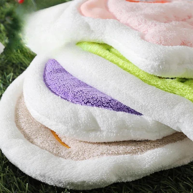 Cute Hanging Towel Bathing Hand Cloth Coral Fleece Handkerchiefs Absorbent Wipe Thick Fleece Kitchen Household Cleaning Cloths