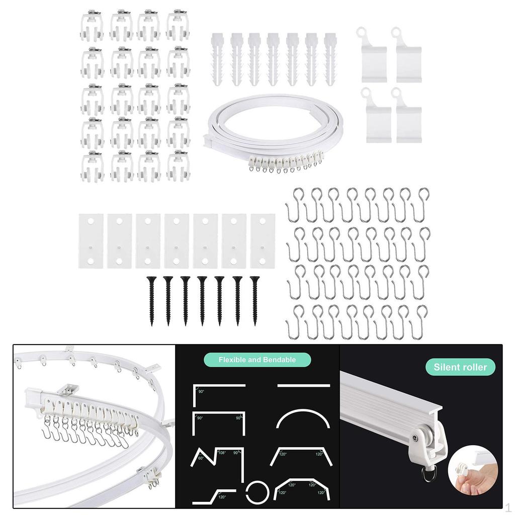 Ceiling Curtain Track Set Fittings Heavy Duty Multifunctional Durable Mounting Hardware for RV