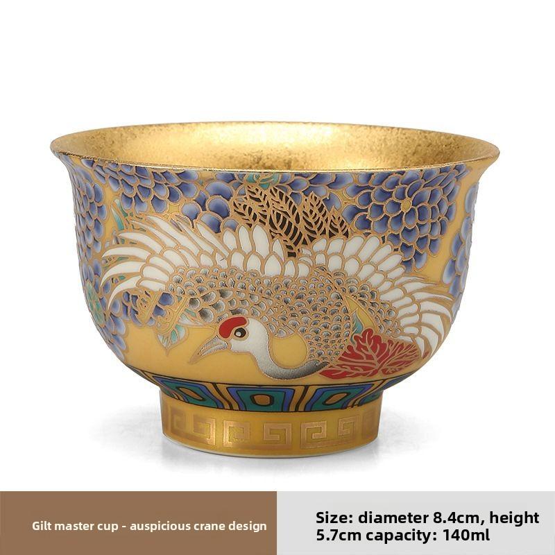Suet Jade Gilt Master Cup Ruihe Chengxiang Arhat Cup High-end Gold Cup Kung Fu Tea Set Light Luxury Household Tea Cup