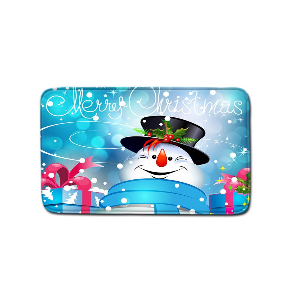 Christmas Waterproof Shower Curtain Four-Piece Floor Mat Combination Set Household Door Mat Bedroom Living Room Carpet