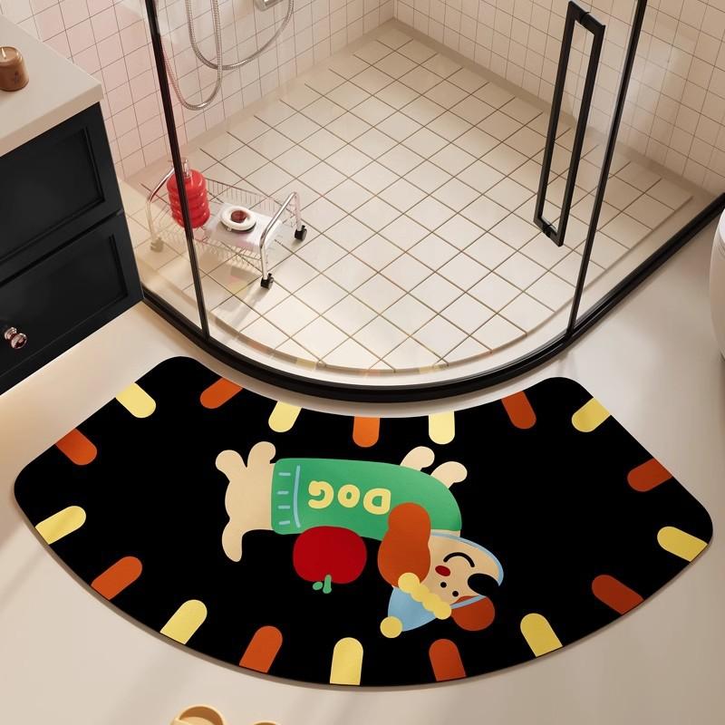 Diatom Mud Floor Mat Household Water Absorption Quick-drying Foot Mat Cartoon Puppy Bathroom Floor Mat Curved Bathroom Anti-slip Mat