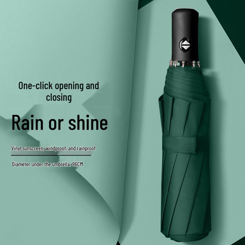 Automatic Buckle Women’s Umbrella: Windproof, Reinforced, Sun & Rain UV Protection