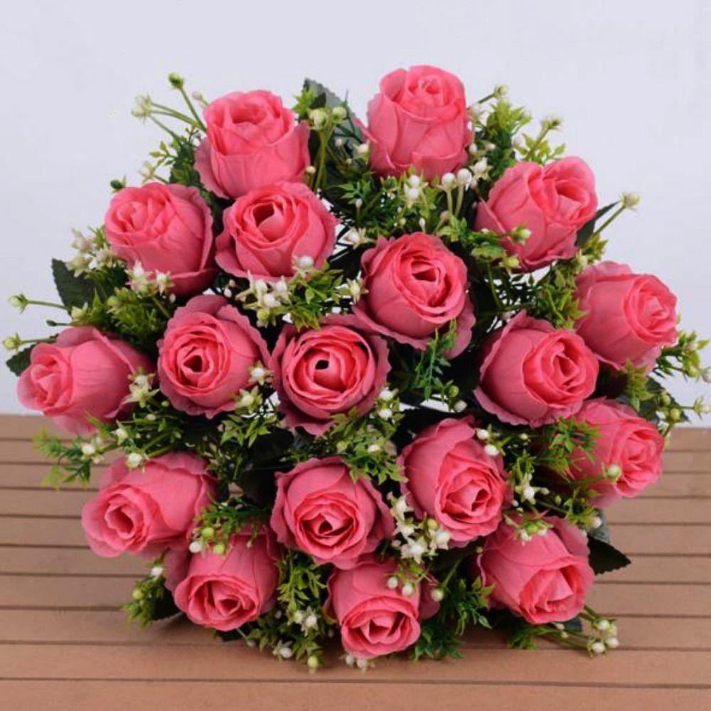 Mini Real Happy Flower 18 Head Crystal Grass Bouquet Natural Simulated Rose  Home Decorative