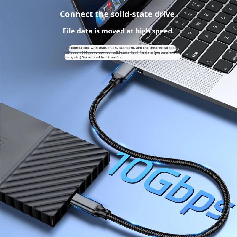 Factory Direct USB3.2 Type-C Nylon Braided Cable 10Gbps High-Speed Data Transfer Fast Charging Compatible Hard
