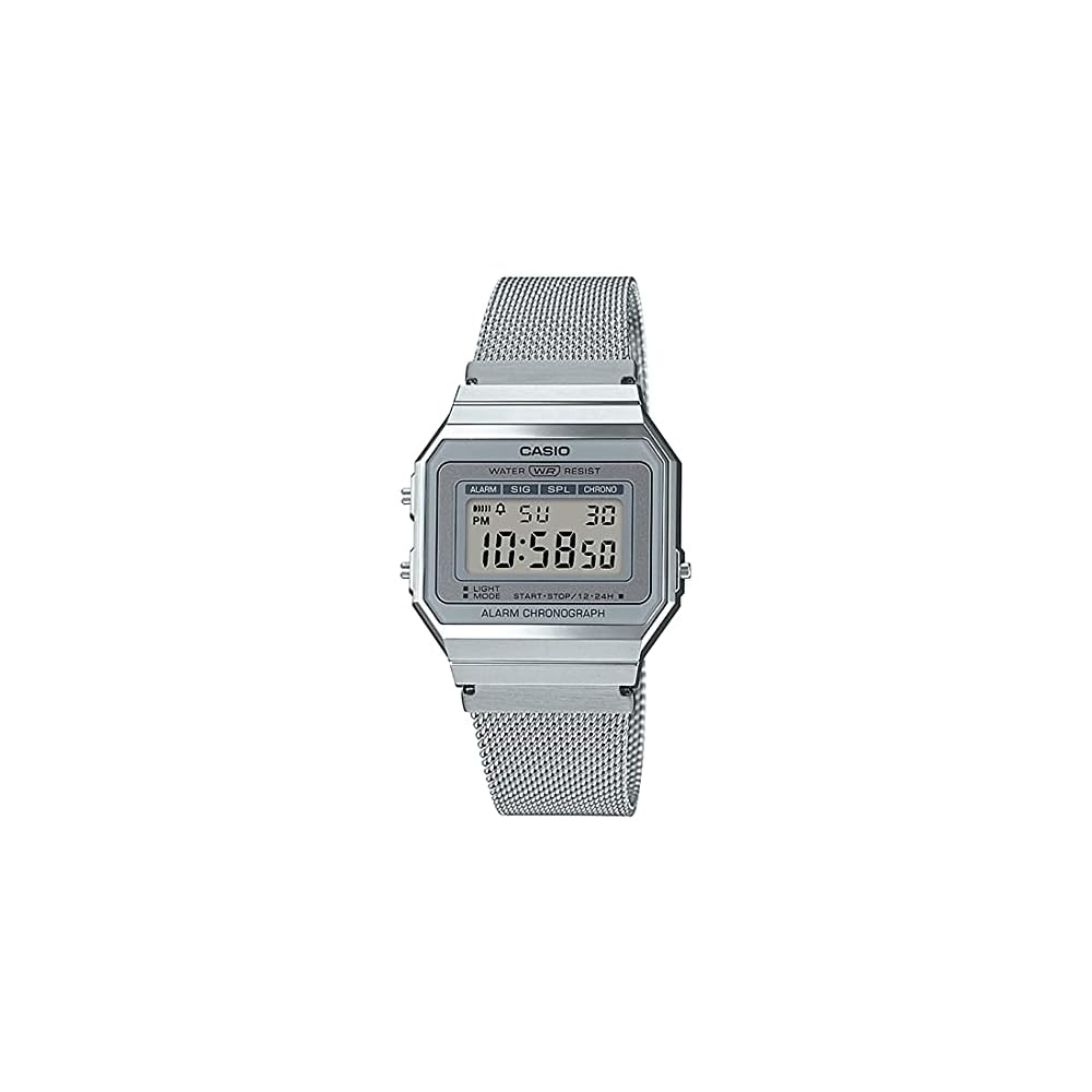 Casio Vintage Series A700WM-7A Digital Watch Metal Mesh Band Silver Unisex