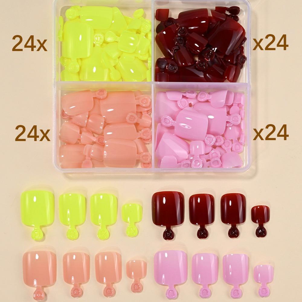 96/144/288 Pcs Artificial Fake Toenail Short Square Foot Nail Art Tips Foot Extension