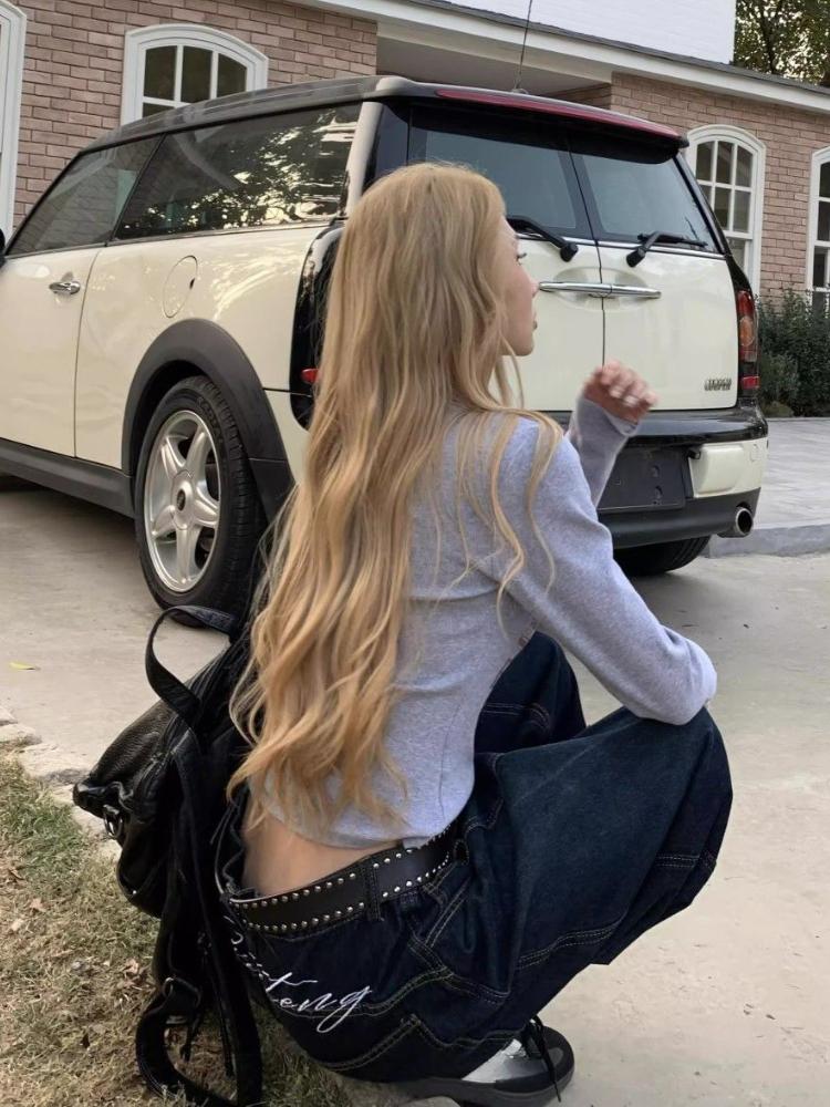 90s Plus Size American Embroidery Stitched Jeans Women Summer Loose Retro High Waisted Pants Y2k Design Wide Leg Cropped Shorts