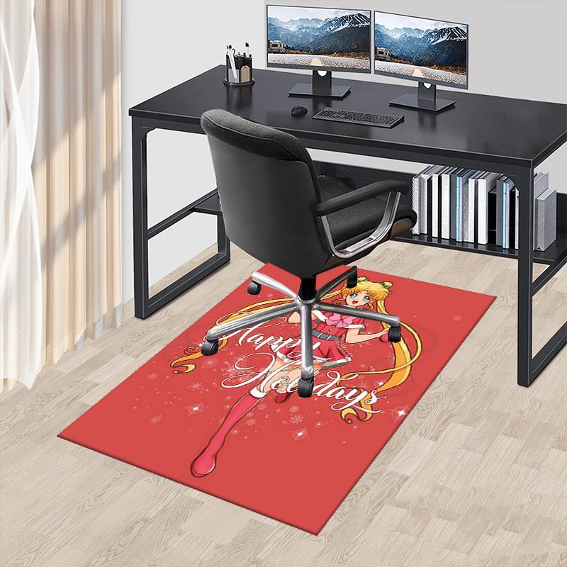 

1pc Sailor Moon Christmas Edition Chair Mat - Anime Cartoon Design, Non-Slip Carpet for Office and Home Decor, Suitable for All Seasons.O034 60cm by 90cm