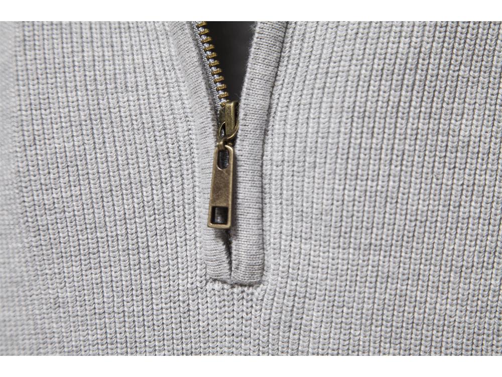 2023 Autumn/Winter Men's European Size Solid Color Zipper Stand Collar Long Sleeve Sweater