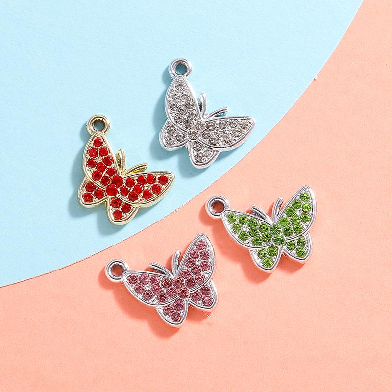 Breloque Pendentif Papillon Strass Coloré pour Bijoux, Charme pour Bracelets, Chevillères et Colliers DIY