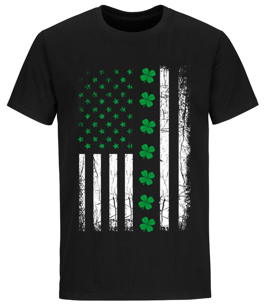 

St Pattys Day Irish Distressed Shamrock American Flag Patricks Day T shirts S