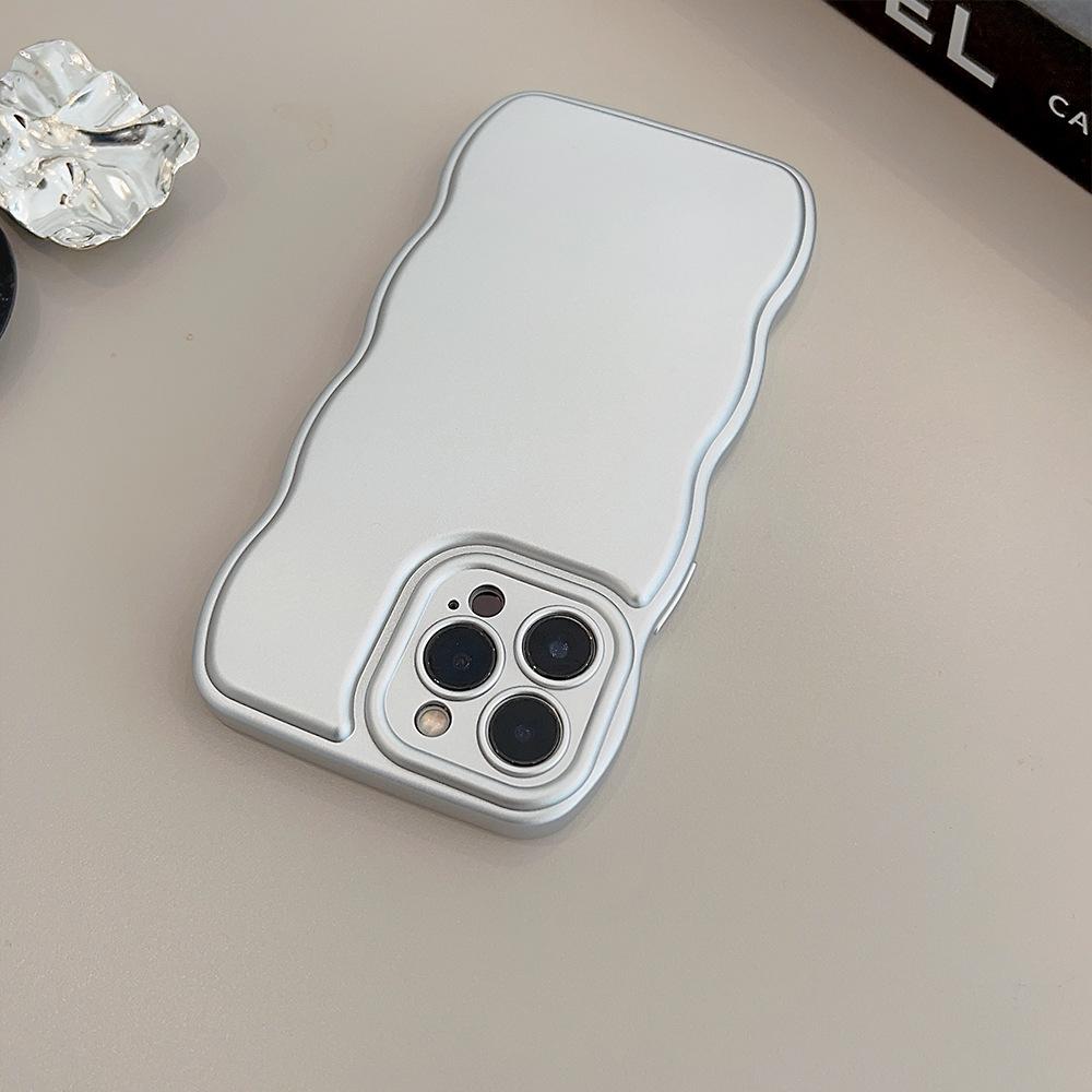Applicable To Apple 17 Mobile Phone Case Iphone16 High end Sense 11 Electroplated Silver 14 Promax Wave 12 Solid Color 15