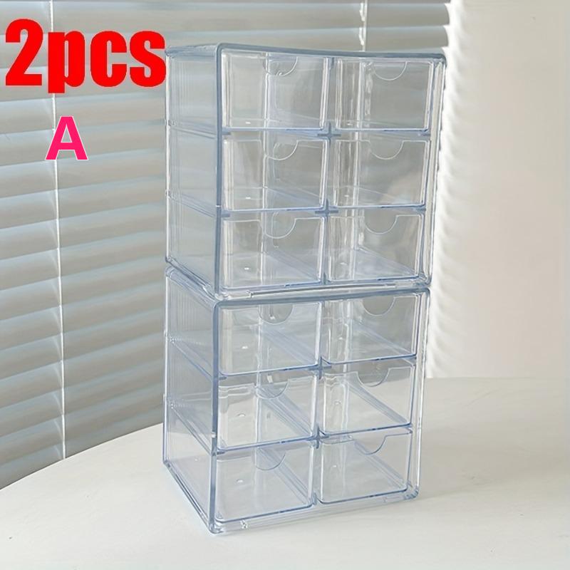 1/2pc Transparent Acrylic Storage Box 6-Grid Drawer Cosmetic Storage Rack Lipstick Storage Display Cabinet Jewelry Organizer Box