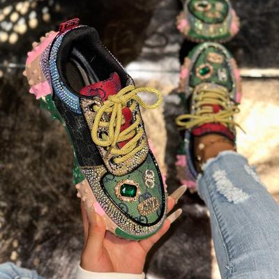 Fashion Casual Shoes Rhinestone Shoes Women Luxury Sneakser Diamond Breathable Designers Casual Platform Non Slip Running Shoes