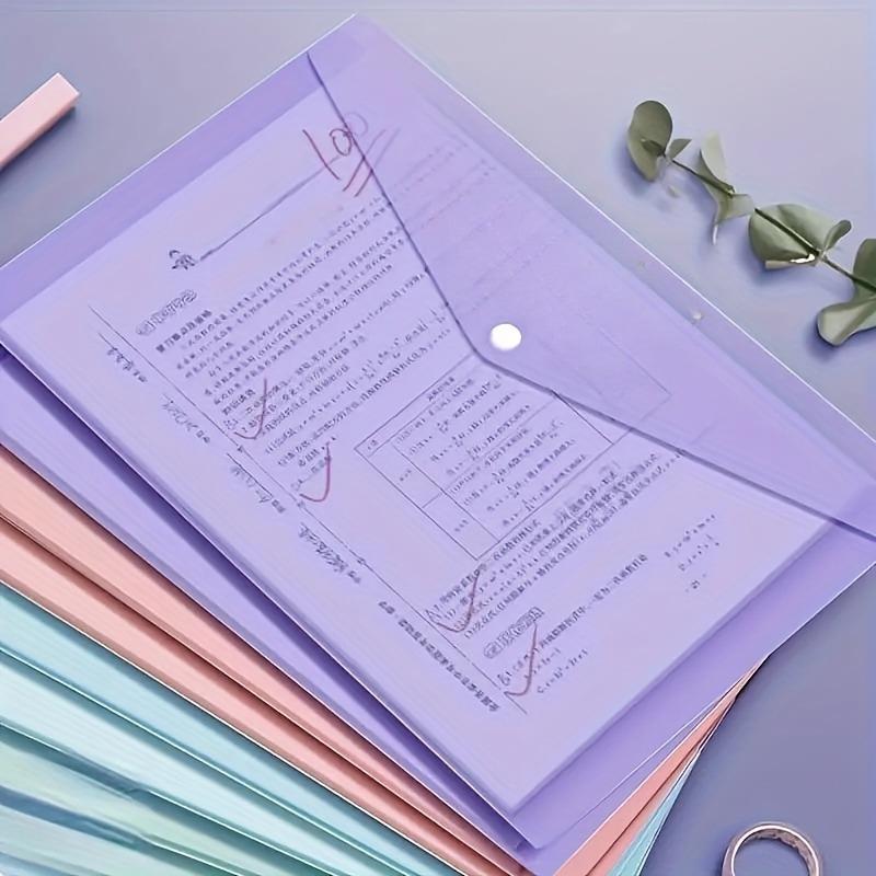 10pcs A4 Transparent Plastic File Folders, Waterproof PP Document Storage Bags - For Student Test Papers & Office Organization