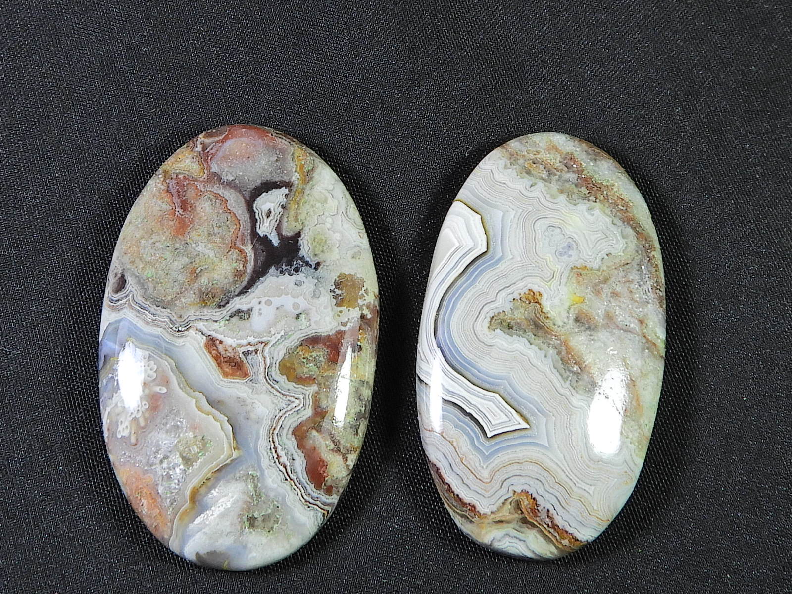

2 шт. натуральный сумасшедший кружевной агат овальный кабошон ювелирный камень 29-40 мм SK-847