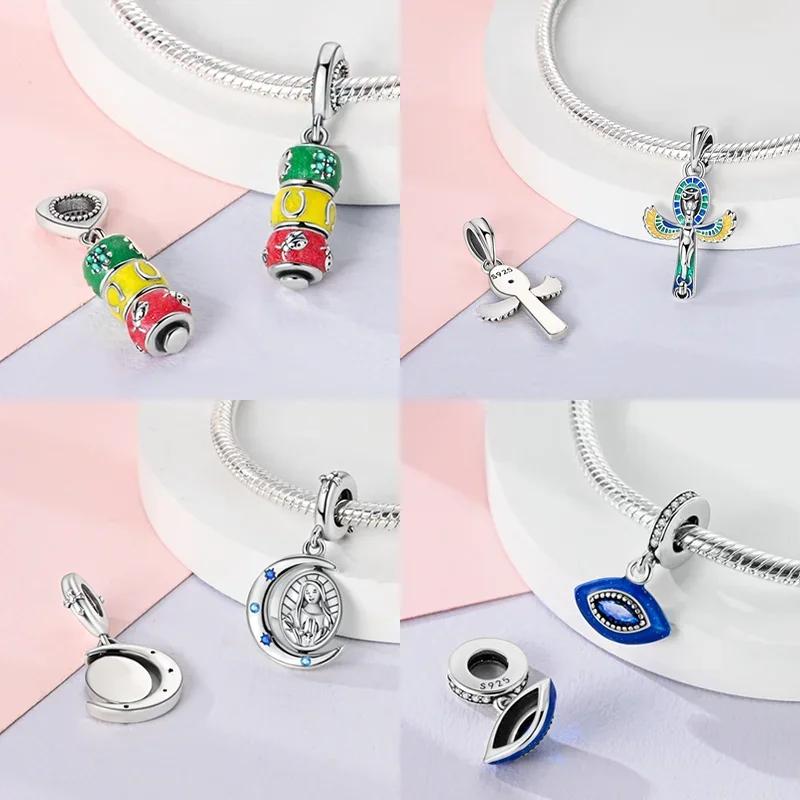 Virgin Praying Hands Dangle Cross Pendant Beadscopper Charm Fit Original Charms Bracelet Diy Fine Jewelryfor Women Gifts