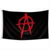 [] 1pc Multi-size Optional Trend Punk Rock Style Black and Red Anarchist Symbol Banner - Made of Thickened Oxford Cloth, Suitable for Indoor and Outdo