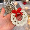 Yousheng Crochet Christmas Wreath Ornaments Small Handmade Knit Wreath Hanging Ornament with Bow for Xmas Tree Holiday Home Decor