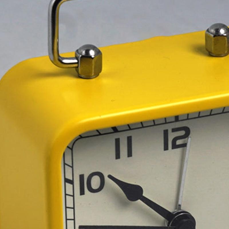 Square Metal Alarm Clock Snooze and Battery Operated Night Light Desk Clock for Bedroom Travel Kitchen Kid Room Hotel