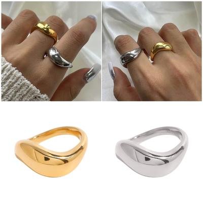 Elegant Irregular Waved Rings Trendy Stainless Steel Rings Jewelry Artistic Waved Designs Rings For Parties