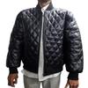 NOORA Schwarze gesteppte Lederjacke für Herren, Pufferjacke aus schwarzem Leder im Steppstil für Herren, gesteppte Bomberjacke für Herren