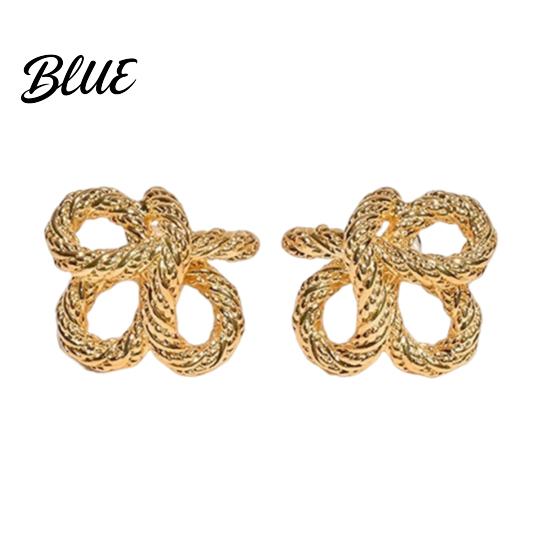 Elegant Jewelry Gifts 1 Pair Stud Earrings Twist Design Copper