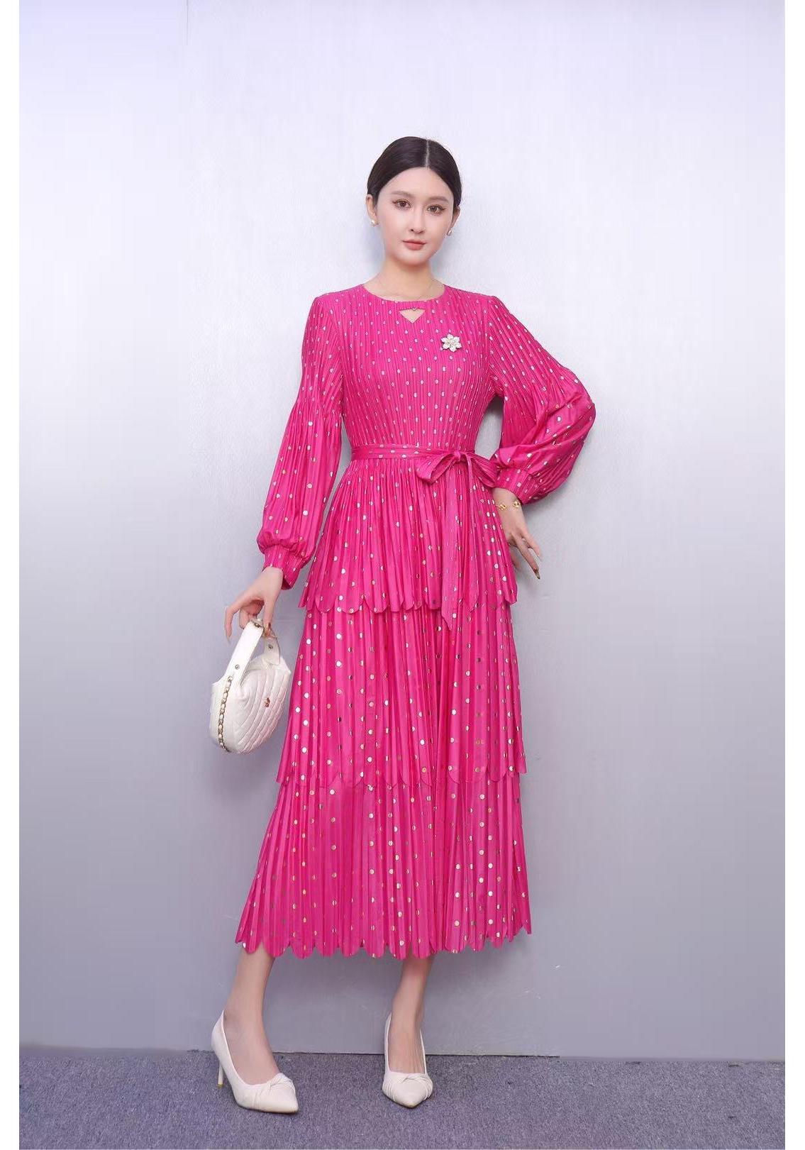 

Miyaki Elegant Long Sleeve Plus Size Layered Dress One Size (80-160 kg)
