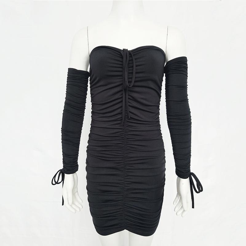 Høst Vinter Bandasjekjole Dame Sexy Off Shoulder Langermet Slank Elastisk Bodycon Party Svart Hvit Gul Rød Kaffe Army Grønn SML