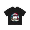 Christmas T-Shirt Black Santa Claus with Sunglasses and Merry Christmas Text Holiday Party Wear