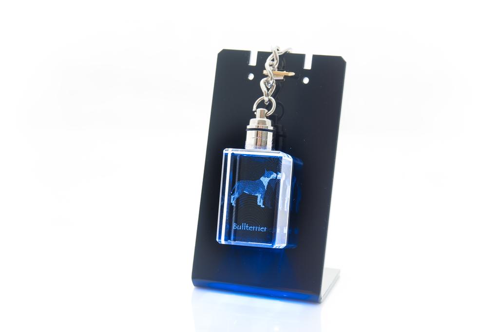 Bull Terrier, Bully - Crystal Key Ring with Dog Photo, Illuminated Key Ring, Unique Gift by Art-Dog Brand