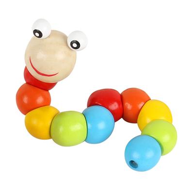 Children'S Toys Wooden Color Variety Twisted Worm 0-3 Years Old Wooden Caterpillar Animal Doll Toy