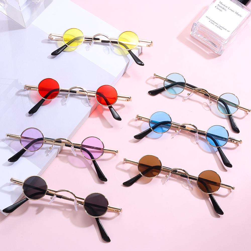 Small Round Glasses for Women Men Ultra Mini Metal Frame Anti-Reflective Hip Hop Punk Sun Glasses Men's Glasses Fashion Sunglass