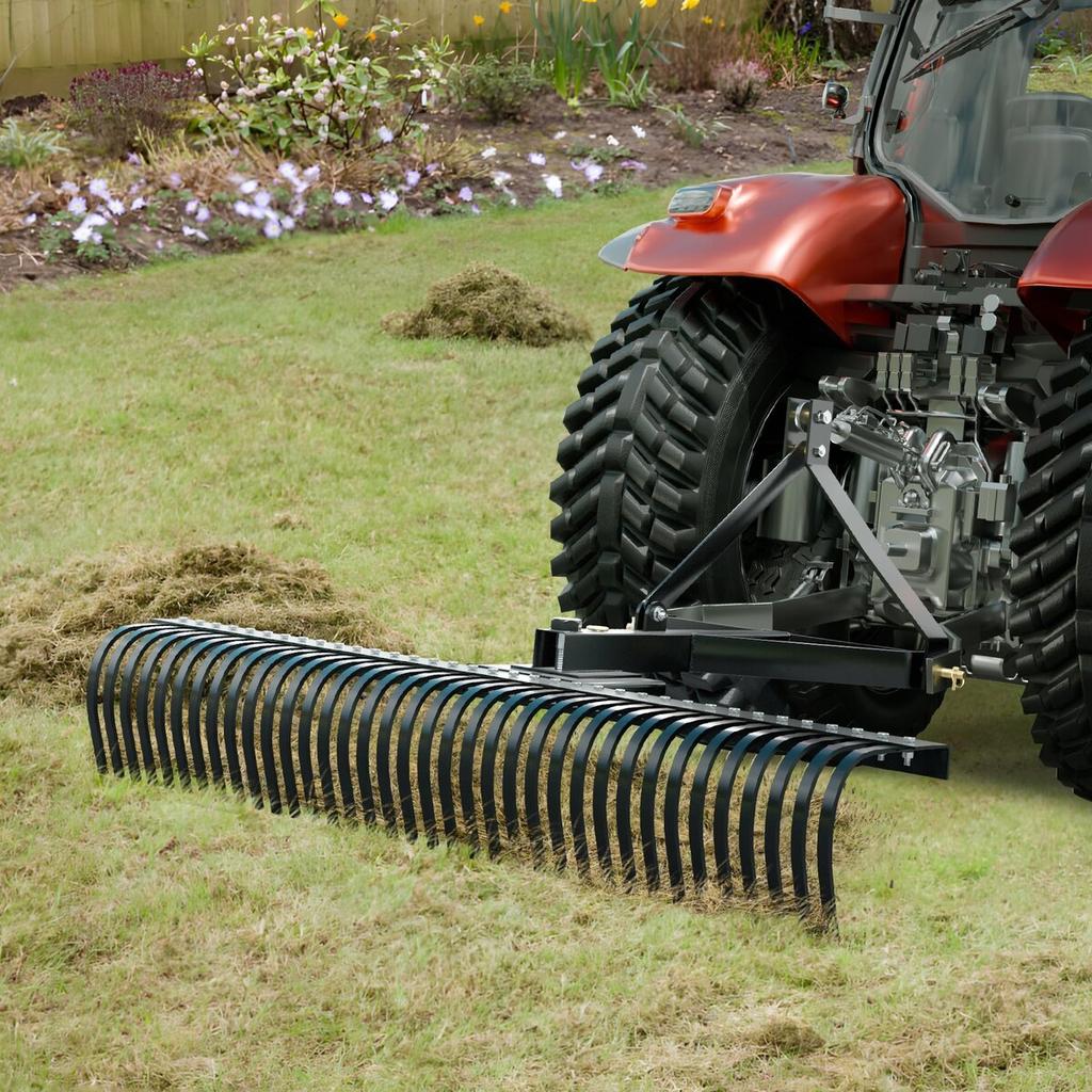 Tow Behind Dethatcher 72" 3-Point Lawn Dethatcher Rake with Attachments