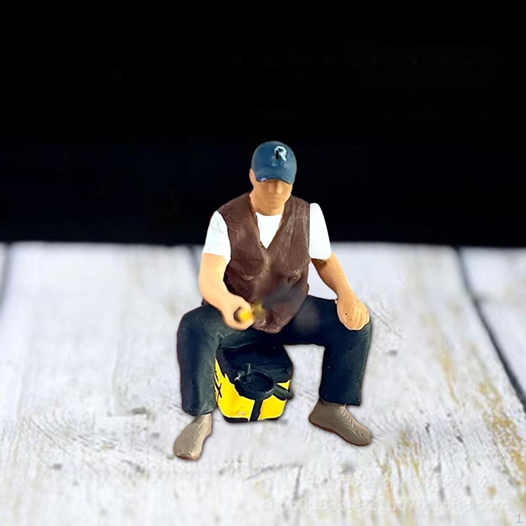 1/64 Scale Fishing Figure Character Landscape Accessories Resin Ornament Tiny People Model