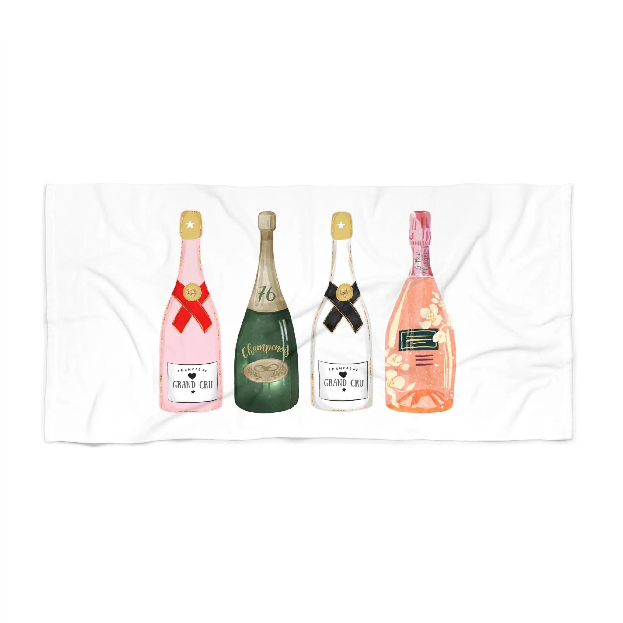 

Champagne Bottle Print Beach Towel – Luxury Gift for Bachelorette & Bachelor Party, Summer Pool & Vacation Essential W40*H60(CM)