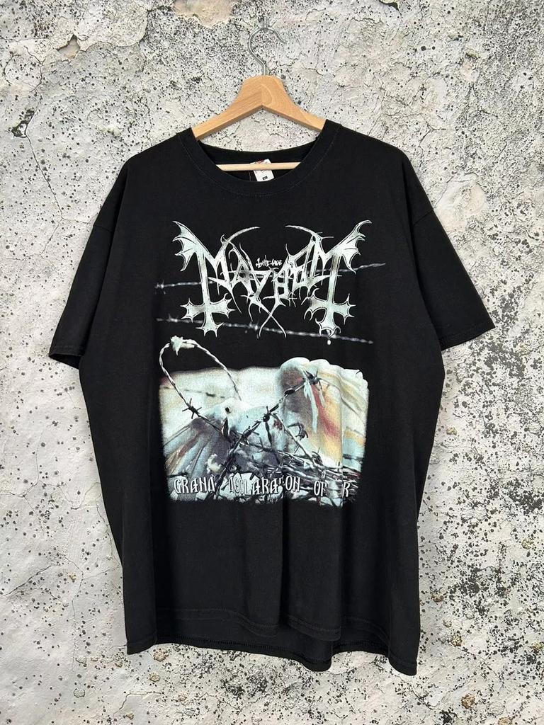 Mayhem 2000 Tour Tee Rock Band Black Unisex T-Shirt Reprint Summer Men's Women's Cotton Top