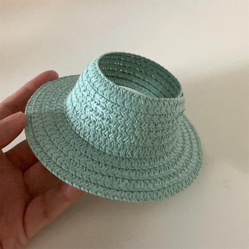 Doll Sun Hat With Ear Cutouts Empty Top Straw Hat  For Costume Cosplay Decorative Party Accessory In Assorted Color