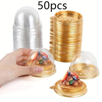 50pcs Mini Transparent Cake Box Container Transparent Cupcake Dome Pastry Baking Packaging Boxes Wedding Party Supplies Gifts