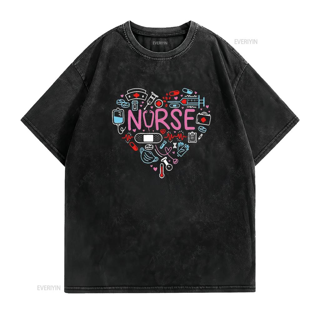 Nurse Love Nursing Student Rn Life Thank You s For Women Long Sleeve T Shirt Black 3X Large vintage Washed Comfortable