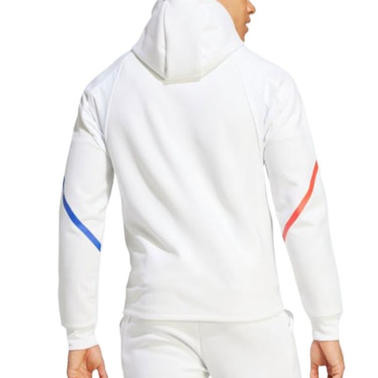 Adidas Olympique Lyonnais Badge Logo Hooded Zip Football Jersey Men Jerseys White IB1664