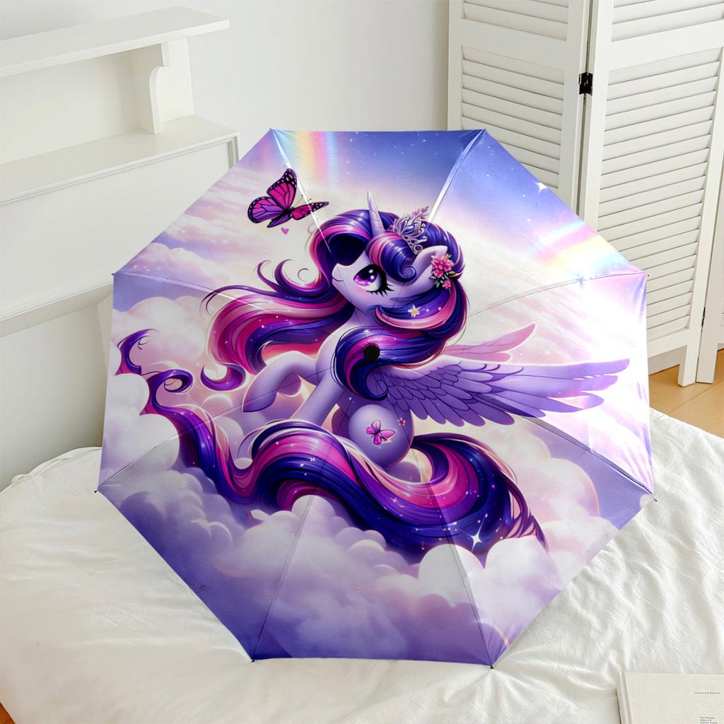 Unicorn Dreams In the Sky Compact Travel Automatic Umbrella Sturdy 8 Rib Shaft Compact Design All Season Use Fashionable Accessory