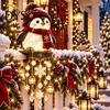 Christmas Rail Light for Porch Lighted Railing Figurine, Cute Santa/Elk/Penguin/Gingerbread Cascading Holiday Lights Warm Winter Night Decorations