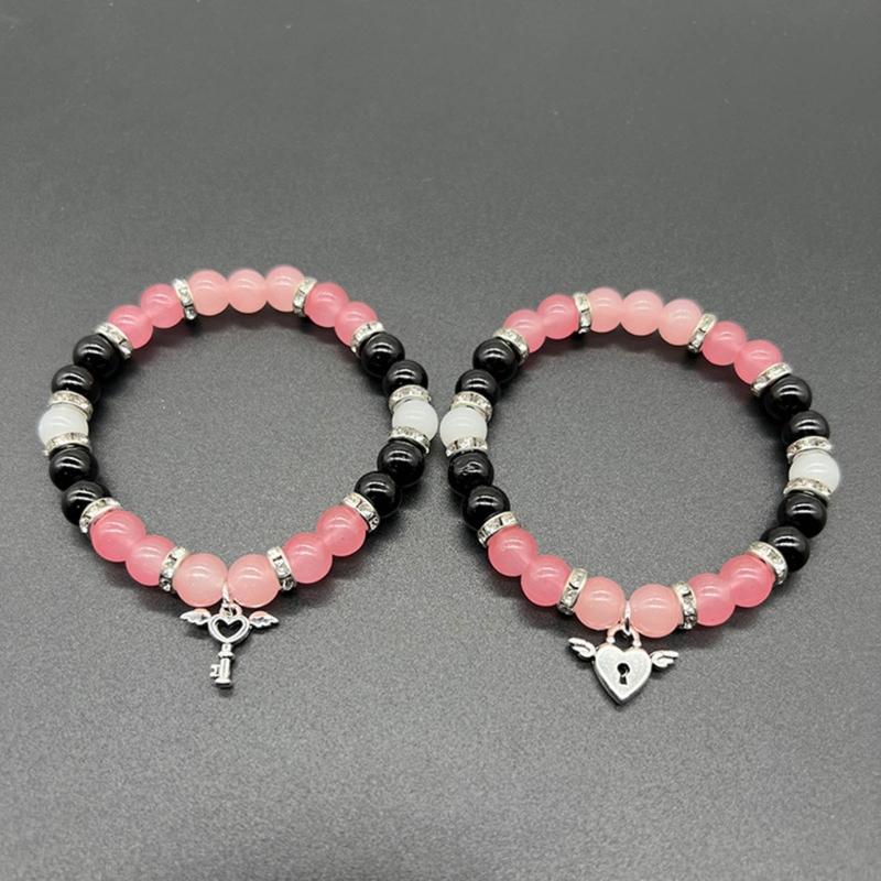 2Pcs/Set Fashion Couple Beads Bracelet Y2k Aesthetics Gifts for Anniversary