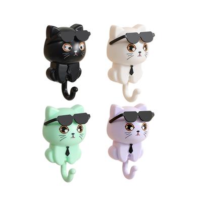 Pack of 2 Sturdy ABS Cats Head Wall Hook Portable Accessory for Hanging Clothes Hats Home and Garden Decoration