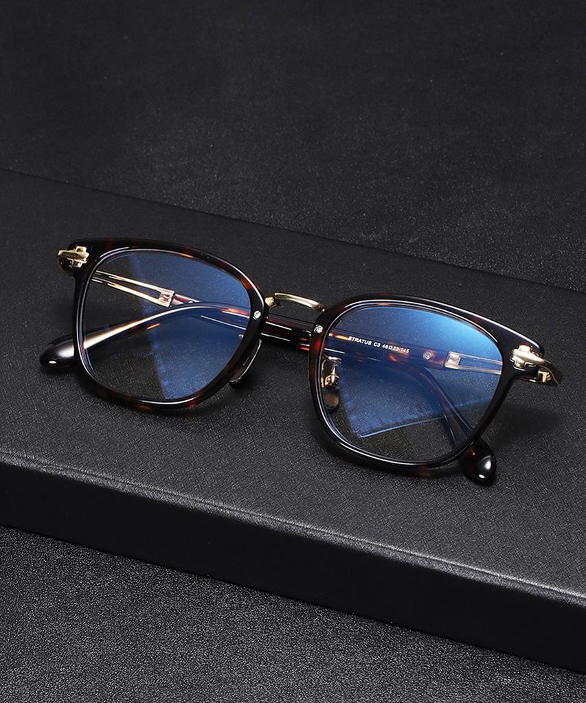 Lingkeonpeuleim Stras01 Pure Titanium Eyeglass Frame Havana