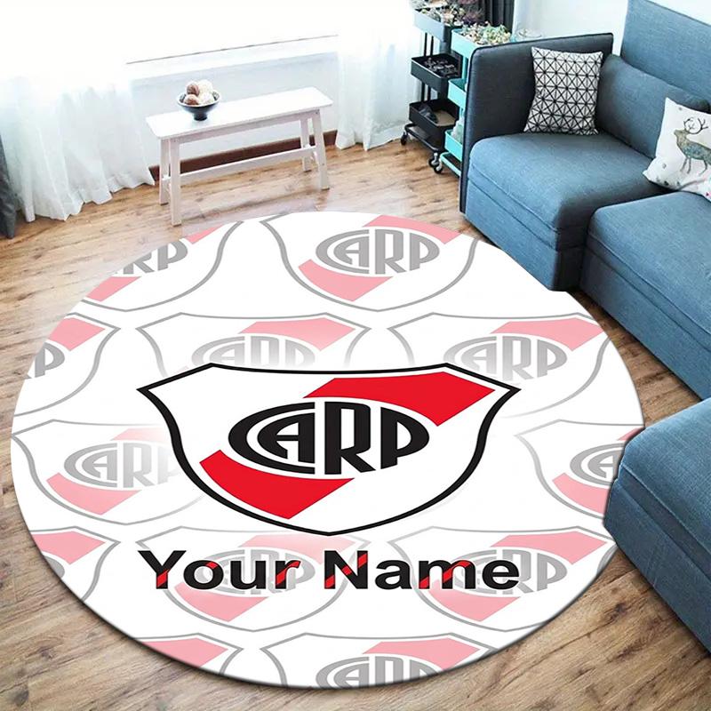 Dragon Crest Custom Name Round Area Rug Carpet Rug For Living Room Bedroom Sofa Playroom Decor Nonslip Floor Mat