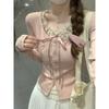 Lace stitching sweet fake two-piece long-sleeved T-shirt women's autumn small man Korean version pure desire single-breasted design top